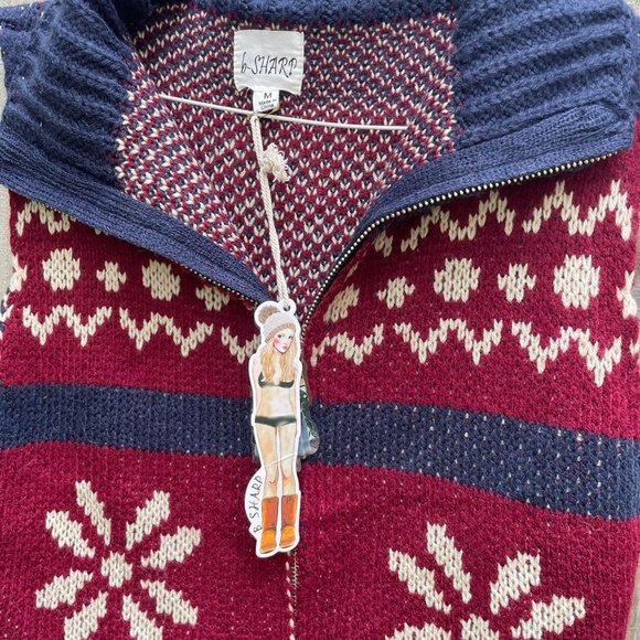 Deadstock Vintage Y2K Snowflake Zip Up Sweater Vest - Picture 2 of 5